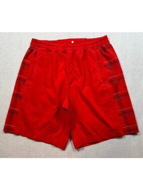Lululemon Shorts 9" Inseam Red Chili Plaid Running Athletic Gym Men's Large L